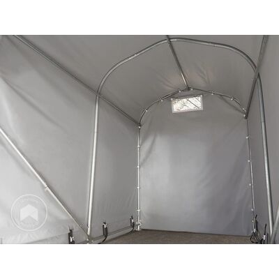 Garage portable TOOLPORT 1,6x2,4m - PVC étanche, Gris - Publicité Garage portable TOOLPORT 1,6x2,4m - PVC étanche, Gris - Publicité