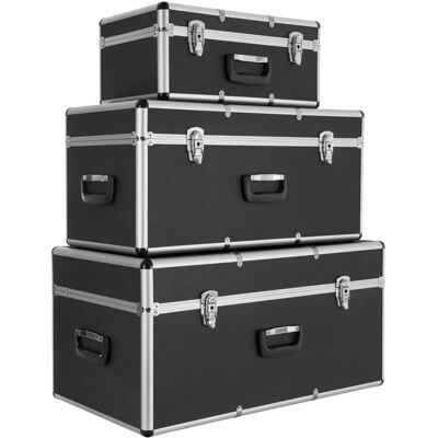 Set di Custodie in Alluminio Arebos - 3, Nero, 200L - Contenitori di stoccaggio Set di Custodie in Alluminio Arebos - 3, Nero, 200L - Contenitori di stoccaggio