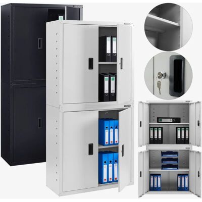 Armadio Ufficio Grigio Arebos - 180x90 cm - 4 Ante Armadio Ufficio Grigio Arebos - 180x90 cm - 4 Ante