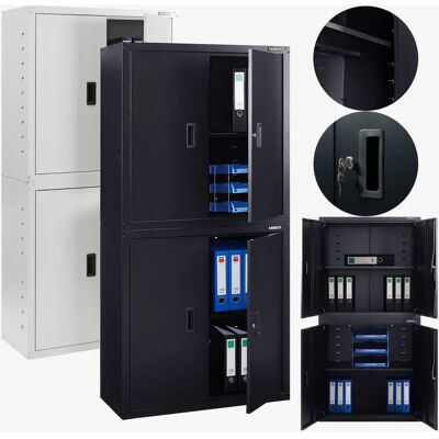 Armario de Oficina Arebos - 180x90x40 cm, Negro, 4 Puertas Armario de Oficina Arebos - 180x90x40 cm, Negro, 4 Puertas