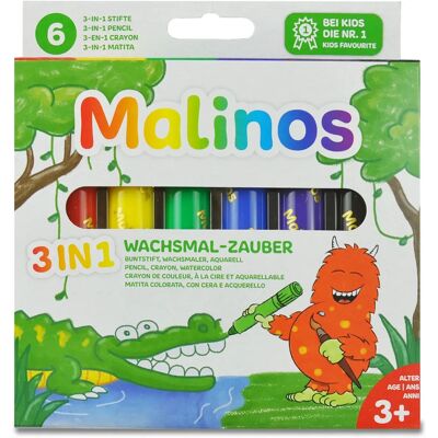 Malinos Kreidestifte-Set - 6 Farben - Retraktibel Malinos Kreidestifte-Set - 6 Farben - Retraktibel