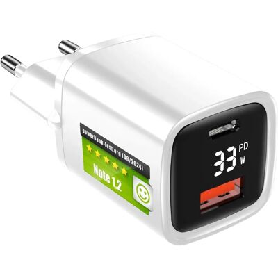 Eaxus Marke Dual Port USB-Ladegerät - Schnellladung 33W - Weiß Eaxus Marke Dual Port USB-Ladegerät - Schnellladung 33W - Weiß