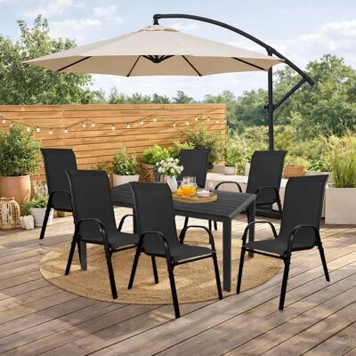 Mojawo - Gartengarnitur 7-teilig 150x90cm - Non-Wood Anthrazit - Garden furniture set Mojawo - Gartengarnitur 7-teilig 150x90cm - Non-Wood Anthrazit - Garden furniture set