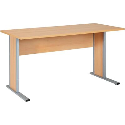 MÖBELPARTNER - buche rechteckiger Schreibtisch silber 140 x 65 cm MÖBELPARTNER - buche rechteckiger Schreibtisch silber 140 x 65 cm