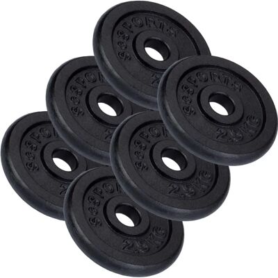 Set de Disques en Fonte 15kg - Pour Barres et Haltères - Publicité Set de Disques en Fonte 15kg - Pour Barres et Haltères - Publicité