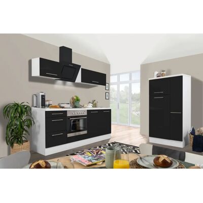 Unità Cucina Respekta Amsterdam - 300cm, Nero & Bianco, MDF Lucido Unità Cucina Respekta Amsterdam - 300cm, Nero & Bianco, MDF Lucido