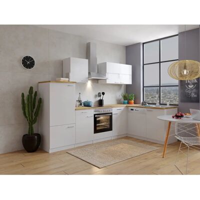 Cucina ad angolo Respekta Ibiza - 280x172 cm, Bianco, Effetto legno, Elettrodomestici Cucina ad angolo Respekta Ibiza - 280x172 cm, Bianco, Effetto legno, Elettrodomestici