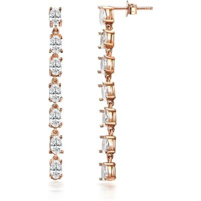 DKENIZ Sterling Silber Roségold vergoldete Ohrringe - 5cm - Weißer Zirkonia DKENIZ Sterling Silber Roségold vergoldete Ohrringe - 5cm - Weißer Zirkonia