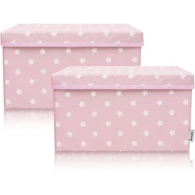 Lifeney Storage Box Set - Pink with Stars - 25x37x21cm Lifeney Storage Box Set - Pink with Stars - 25x37x21cm
