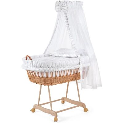 WALDIN - Landau Baby - Blanc/Gris - Cadre Naturel - Berceau - Publicité WALDIN - Landau Baby - Blanc/Gris - Cadre Naturel - Berceau - Publicité