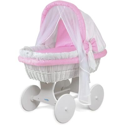 Berceau bébé WALDIN Blanc/Rose - Panier en osier fait main - Sécurité certifiée - Publicité Berceau bébé WALDIN Blanc/Rose - Panier en osier fait main - Sécurité certifiée - Publicité