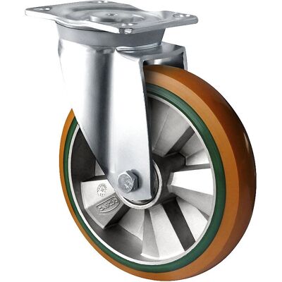 Ruota in PU marrone/verde - Alta capacità di carico Ruota in PU marrone/verde - Alta capacità di carico