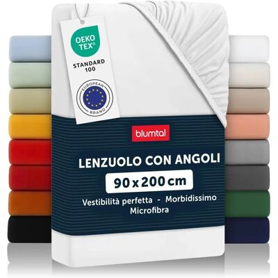 Blumtal - Spannbettlaken Microfaser - 90x200cm - Branco - Fitted sheet Blumtal - Spannbettlaken Microfaser - 90x200cm - Branco - Fitted sheet