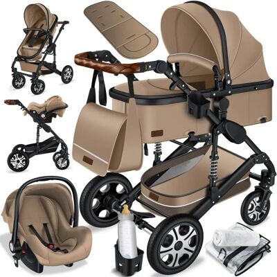 Poussette KESSER 3 en 1 avec Nacelle, Siège Sport et Siège Auto - Pneus en Caoutchouc - Publicité Poussette KESSER 3 en 1 avec Nacelle, Siège Sport et Siège Auto - Pneus en Caoutchouc - Publicité