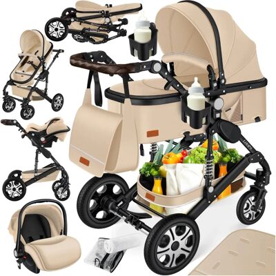KESSER Kinderwagen 3-in-1 mit Tragewanne, Sportwagen & Autositz - Gummireifen KESSER Kinderwagen 3-in-1 mit Tragewanne, Sportwagen & Autositz - Gummireifen