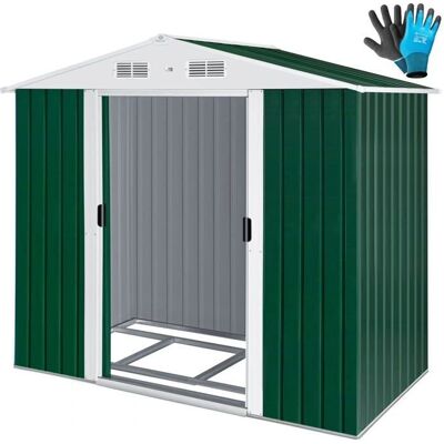 Abri de jardin en métal KESSER avec fondation - Portes doubles - 4,2m³ - Publicité Abri de jardin en métal KESSER avec fondation - Portes doubles - 4,2m³ - Publicité