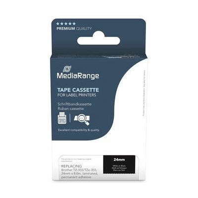 MediaRange MRBTZ355 Witte Gelamineerde Label Tape - Label-Making Tape MediaRange MRBTZ355 Witte Gelamineerde Label Tape - Label-Making Tape