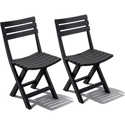 Mojawo - Chaise de jardin pliante 2pc - Anthracite - Publicité Mojawo - Chaise de jardin pliante 2pc - Anthracite - Publicité