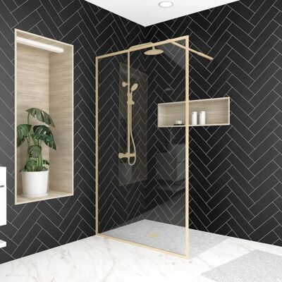 MARWELL Goldener Rahmen Walk-in Dusche - Badezimmer Luxus MARWELL Goldener Rahmen Walk-in Dusche - Badezimmer Luxus