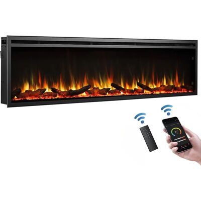 Crownflame Elektrischer Kamin Atalanta 72" Schwarz - Feuer Crownflame Elektrischer Kamin Atalanta 72" Schwarz - Feuer