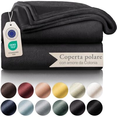 Blumtal - Kuscheldecke Fleece - Anthracite - 220x240 cm - Decke Blumtal - Kuscheldecke Fleece - Anthracite - 220x240 cm - Decke