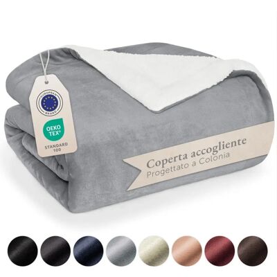 Blumtal - Premium Sherpa Kuscheldecke - Cinza - Sherpa blanket Blumtal - Premium Sherpa Kuscheldecke - Cinza - Sherpa blanket