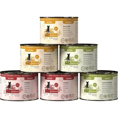 Catz Finefood Kitten - 6 Varianter - 200g vardera Catz Finefood Kitten - 6 Varianter - 200g vardera