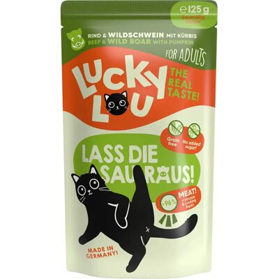 Karma mokra Lucky Lou Adult 125 g - Premiowa, bez zbóż, różnorodność Karma mokra Lucky Lou Adult 125 g - Premiowa, bez zbóż, różnorodność