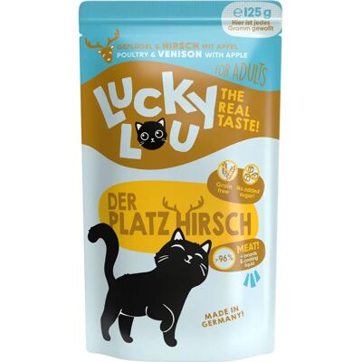 Nourriture humide Lucky Lou pour chats adultes - Volaille & Gibier - 125g x 48 Nourriture humide Lucky Lou pour chats adultes - Volaille & Gibier - 125g x 48