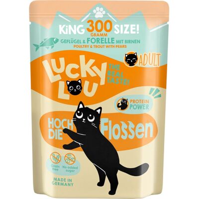 Lucky Lou Modèle 6 x 300 g - Volaille & Truite - Nourriture pour Chat Lucky Lou Modèle 6 x 300 g - Volaille & Truite - Nourriture pour Chat