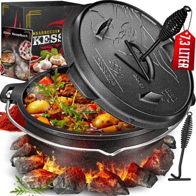 KESSER Juego de Olla de Hierro Fundido - 7.3L para Barbacoa KESSER Juego de Olla de Hierro Fundido - 7.3L para Barbacoa