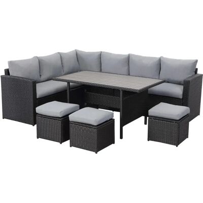 MeXo Gartenmöbelset 9546 - Polyrattan/Textil/Metall - Silber MeXo Gartenmöbelset 9546 - Polyrattan/Textil/Metall - Silber