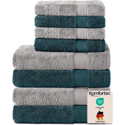 Ensemble de Serviettes Komfortec - Gris Ardoise - 8 pièces - Publicité Ensemble de Serviettes Komfortec - Gris Ardoise - 8 pièces - Publicité