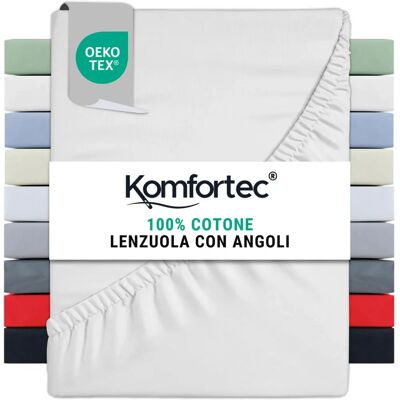 Housse de Matelas Jersey Komfortec - 90x200 - Coton - Blanc - Publicité Housse de Matelas Jersey Komfortec - 90x200 - Coton - Blanc - Publicité