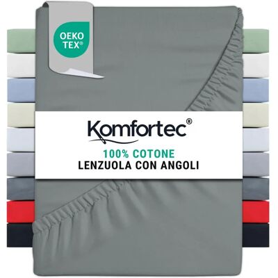 Komfortec Fitted Sheet - Cotton - Grigio Komfortec Fitted Sheet - Cotton - Grigio