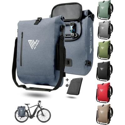 Mivelo - 3-en-1 - Bleu jean - 20L - Sacoche vélo - Publicité Mivelo - 3-en-1 - Bleu jean - 20L - Sacoche vélo - Publicité