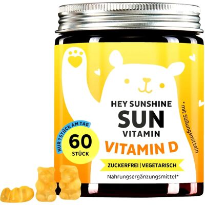 Hey Sunshine Sun Gummies Vitamine D3 - Soutiennent l'Immunité & Os - Publicité Hey Sunshine Sun Gummies Vitamine D3 - Soutiennent l'Immunité & Os - Publicité