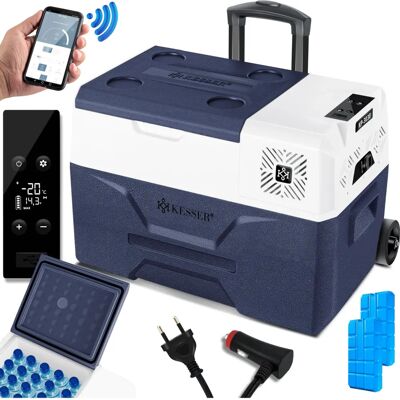 KESSER Kompressor Kühlschrank - Tragbarer Außenkühlschrank mit App-Steuerung - USB 12/24V 230V + Teleskopräder KESSER Kompressor Kühlschrank - Tragbarer Außenkühlschrank mit App-Steuerung - USB 12/24V 230V + Teleskopräder