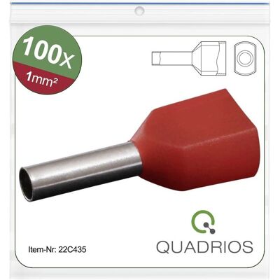 Quadrios 22C435 Red Double Wire End Terminals - Cable Connectors Quadrios 22C435 Red Double Wire End Terminals - Cable Connectors