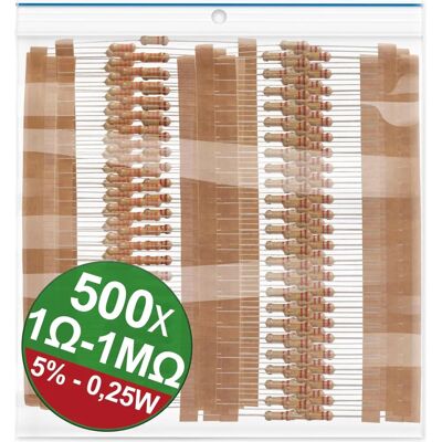 QUADRIOS 22P059 Kit di resistenze - 0.25W, uscita assiale, 5% Tolleranza QUADRIOS 22P059 Kit di resistenze - 0.25W, uscita assiale, 5% Tolleranza