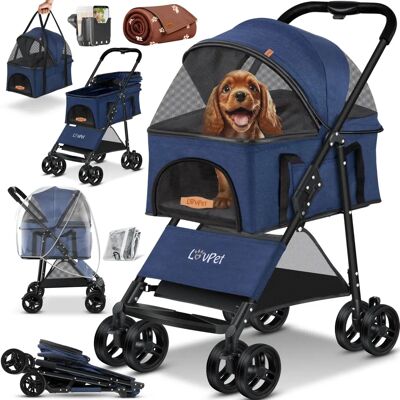 LOVPET Poussette pour chiens 2en1 - Carrosse pliable avec boîte et housse de pluie - Publicité LOVPET Poussette pour chiens 2en1 - Carrosse pliable avec boîte et housse de pluie - Publicité