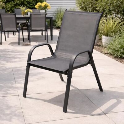 Mojawo - Stapelstuhl-Metall-Textilen - Metall - Anthrazit - Gartenstuhl Mojawo - Stapelstuhl-Metall-Textilen - Metall - Anthrazit - Gartenstuhl