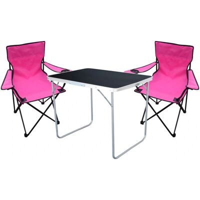 Mojawo - 70 cm Tisch - Pink - 3-tlg - Gartenmöbel-Set Mojawo - 70 cm Tisch - Pink - 3-tlg - Gartenmöbel-Set