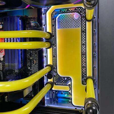 Stealkey Customs Lian Li O11D Mini MK1 Distroplate - Acryl, RGB, 10 Ports Stealkey Customs Lian Li O11D Mini MK1 Distroplate - Acryl, RGB, 10 Ports