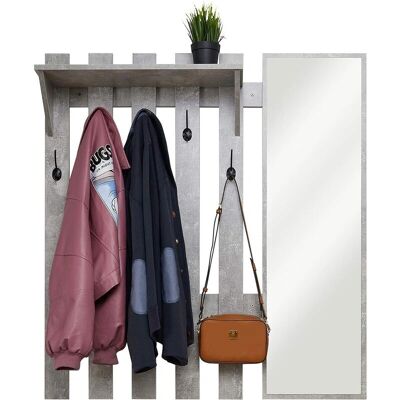 MEERVEIL - Wandkapstok met Spiegel en Vijf Haken - Industriële Stijl voor Hal of Slaapkamer MEERVEIL - Wandkapstok met Spiegel en Vijf Haken - Industriële Stijl voor Hal of Slaapkamer