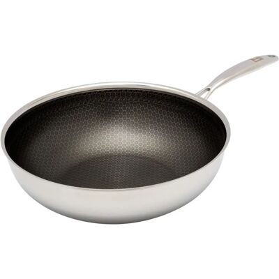HENSSLERS Wok 28cm Inoxydable à induction - Structure nid d'abeille Antiadhésive - Publicité HENSSLERS Wok 28cm Inoxydable à induction - Structure nid d'abeille Antiadhésive - Publicité