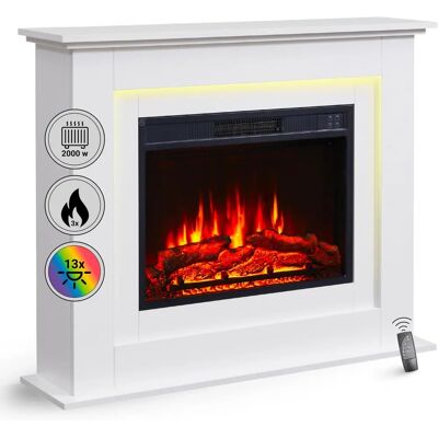 Balderia Finn Elektrokamin - Realistischer 3D-Flammeneffekt - Weiß Balderia Finn Elektrokamin - Realistischer 3D-Flammeneffekt - Weiß