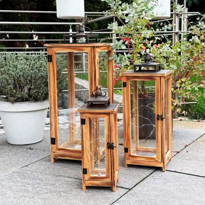Mojawo - 3er XXL Holz-Laternen-Set - Holz - Lantern set Mojawo - 3er XXL Holz-Laternen-Set - Holz - Lantern set