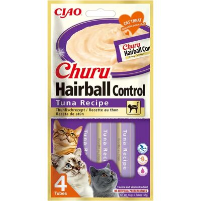 Friandise pour chats Inaba Tuna Churu - Contrôle des boules de poils - 14g - Publicité Friandise pour chats Inaba Tuna Churu - Contrôle des boules de poils - 14g - Publicité