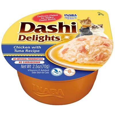 Inaba Delícias Dashi de Frango e Atum - Petisco para Gatos - 70G Inaba Delícias Dashi de Frango e Atum - Petisco para Gatos - 70G